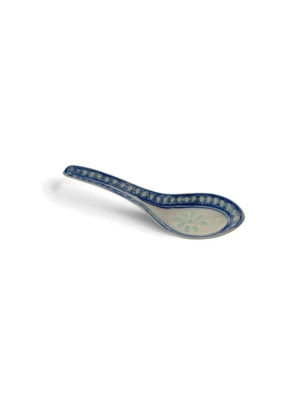 Soup Spoon Set of 7 Porcelain Rice Eye Translucent Design Vintage Chinese Decor